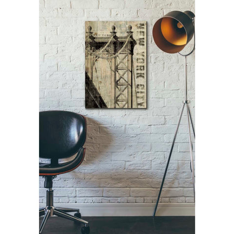 Image of 'Vintage NY Manhattan Bridge' by Michael Mullan, Canvas Wall Art,18 x 26