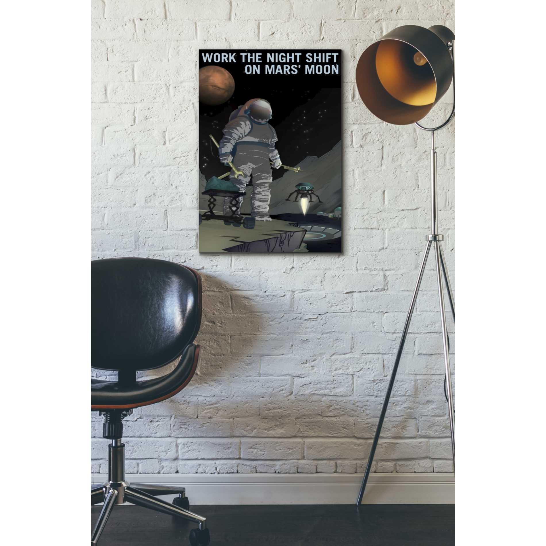 'Mars Explorer Series: Work The Night Shift" Space Canvas Wall Art,18 x 26