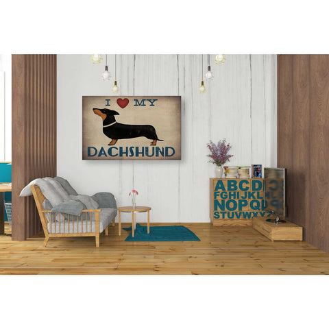 Image of 'Dachshund Longboards - Love v2' by Ryan Fowler, Canvas Wall Art,18 x 26