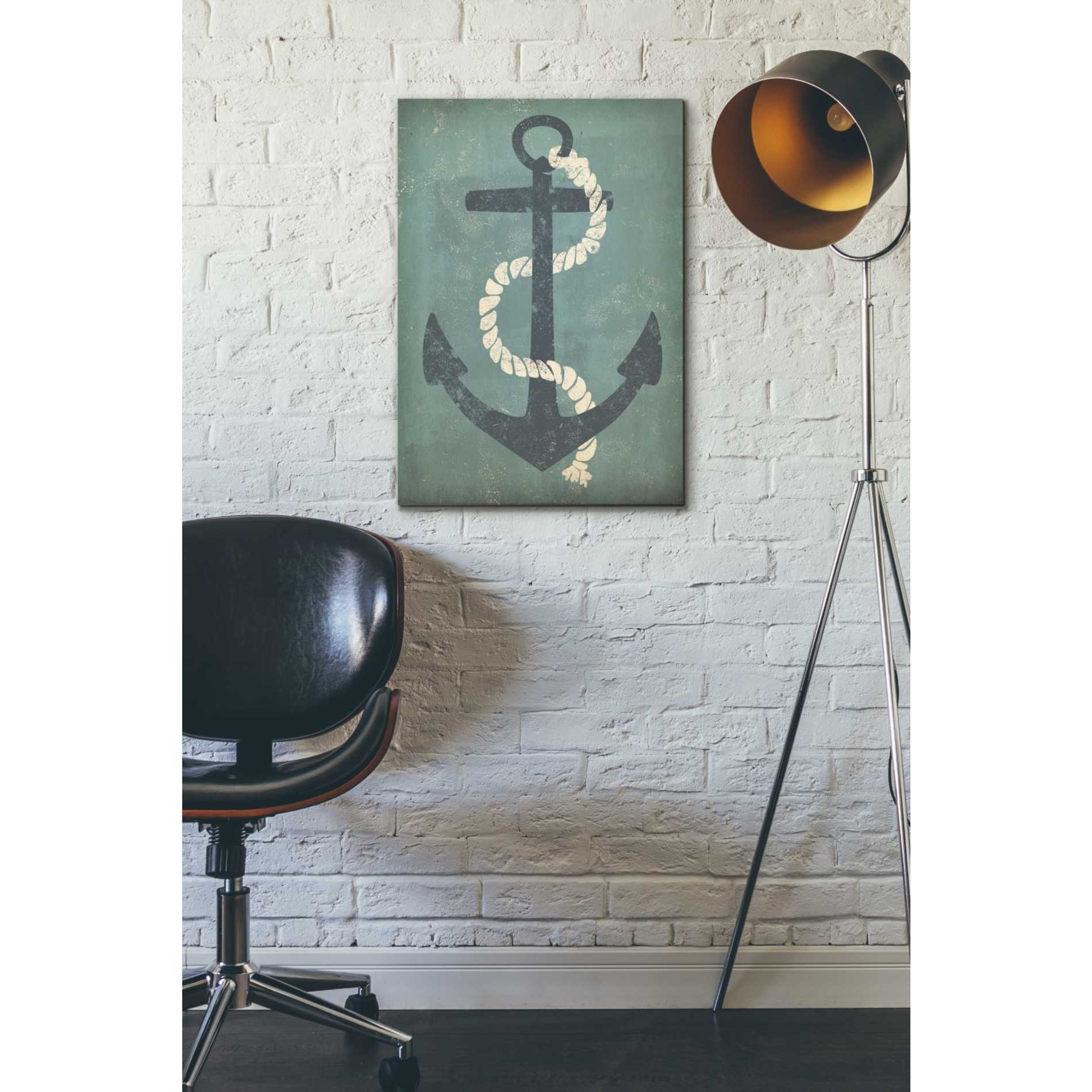 'Nautical Anchor Vertical Blue' by Ryan Fowler, Canvas Wall Art,18 x 26