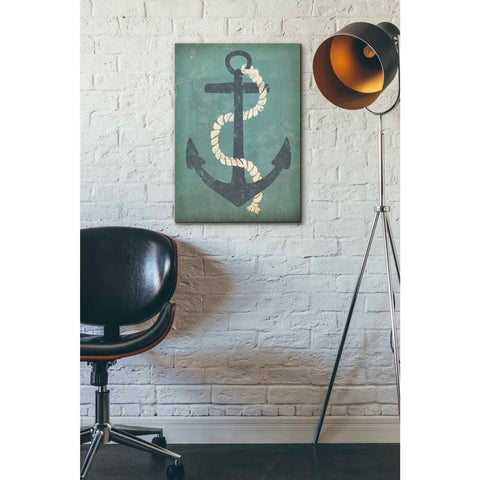 Image of 'Nautical Anchor Vertical Blue' by Ryan Fowler, Canvas Wall Art,18 x 26