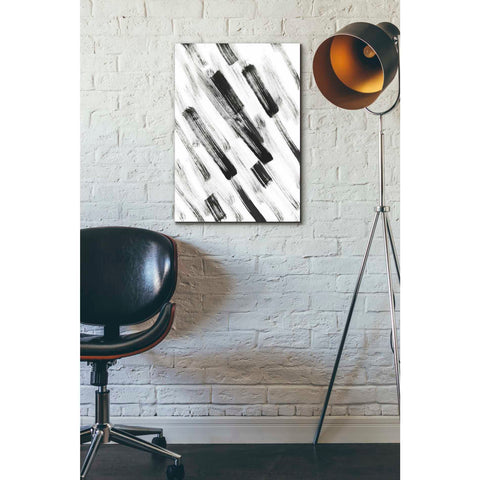 Image of 'Black and White Strokes North East' Canvas Wall Art,18 x 26
