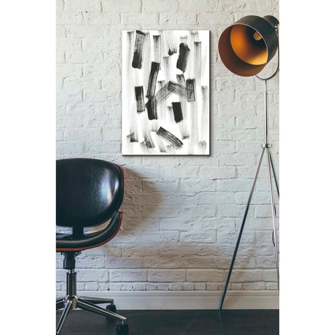 Image of 'Black and White Strokes North' Canvas Wall Art,18 x 26