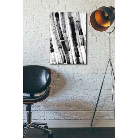 Image of 'Black and White Strokes South' Canvas Wall Art,18 x 26