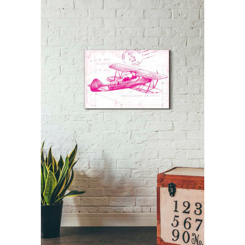 Image of 'Flight Schematic I in Pink' by Ethan Harper Canvas Wall Art,26 x 18