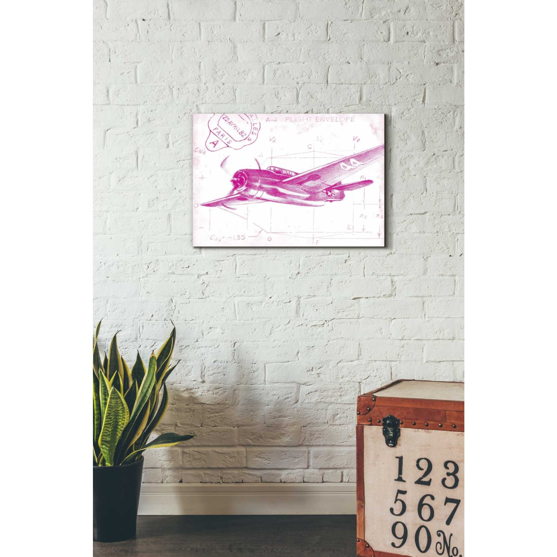 'Flight Schematic II in Pink' by Ethan Harper Canvas Wall Art,26 x 18