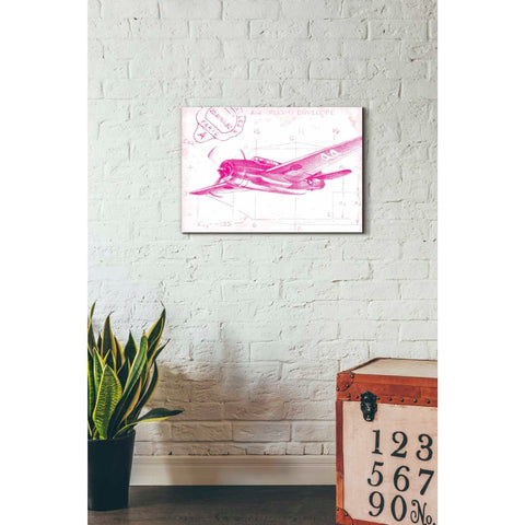 Image of 'Flight Schematic II in Pink' by Ethan Harper Canvas Wall Art,26 x 18