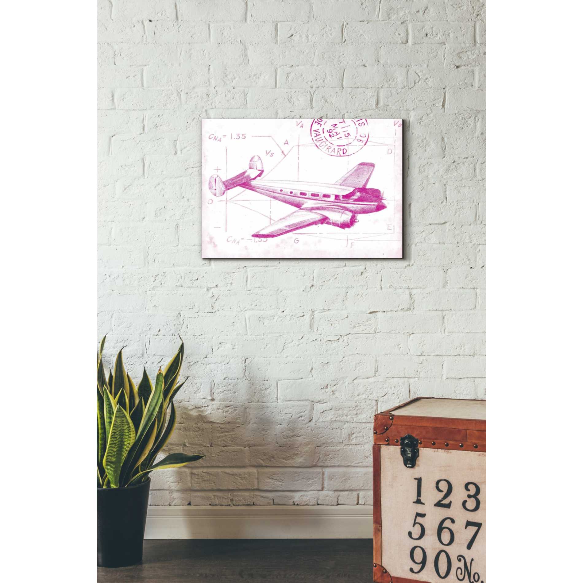 'Flight Schematic IV in Pink' by Ethan Harper Canvas Wall Art,26 x 18
