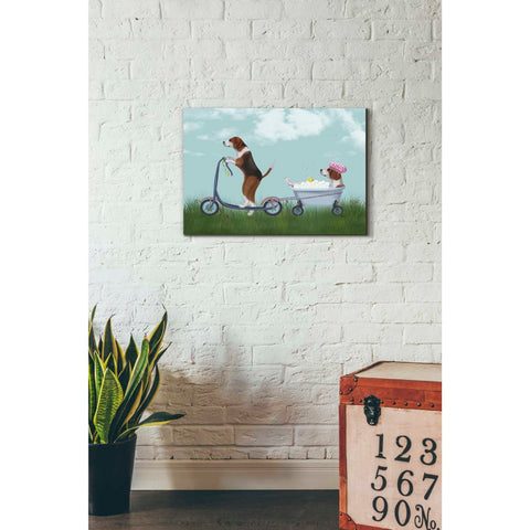 Image of 'Beagle Scooter' by Fab Funky Giclee Canvas Wall Art