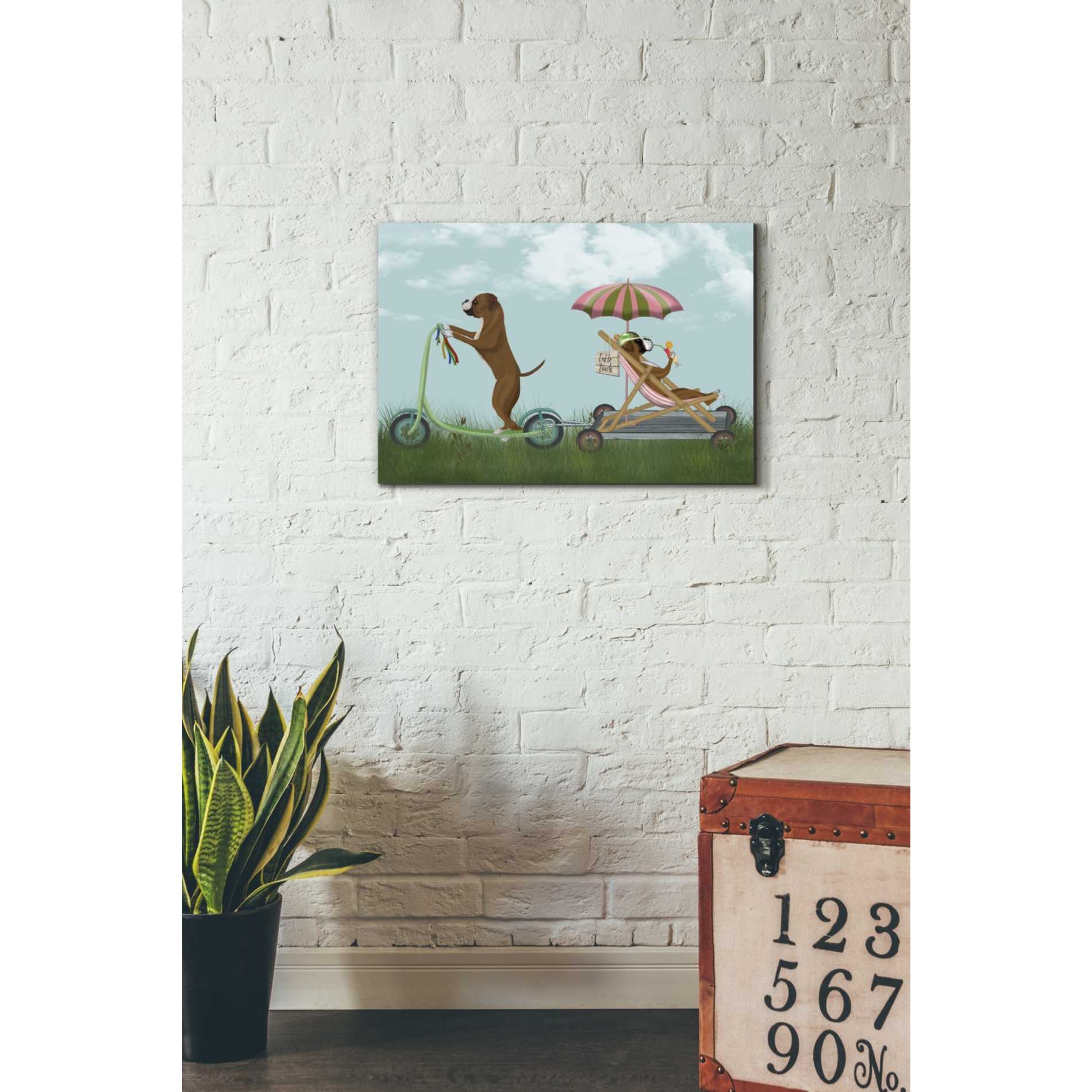 'Boxer Scooter' by Fab Funky Giclee Canvas Wall Art
