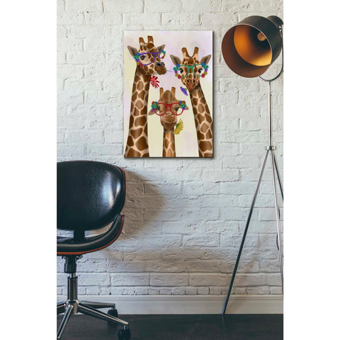 Image of 'Giraffe and Flower Glasses, Trio' by Fab Funky Canvas Wall Art,18 x 26