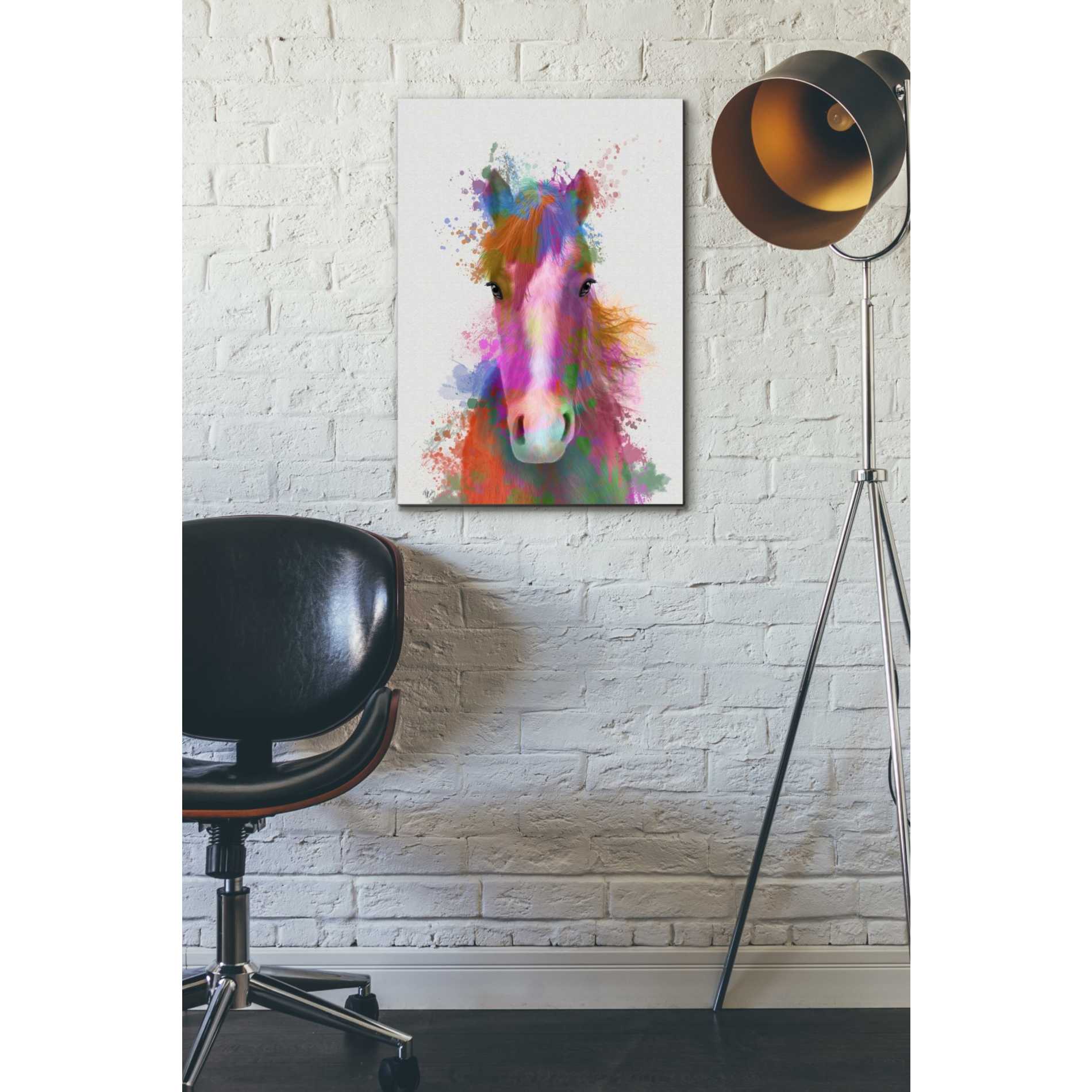 'Horse Portrait 2 Rainbow Splash' by Fab Funky Giclee Canvas Wall Art