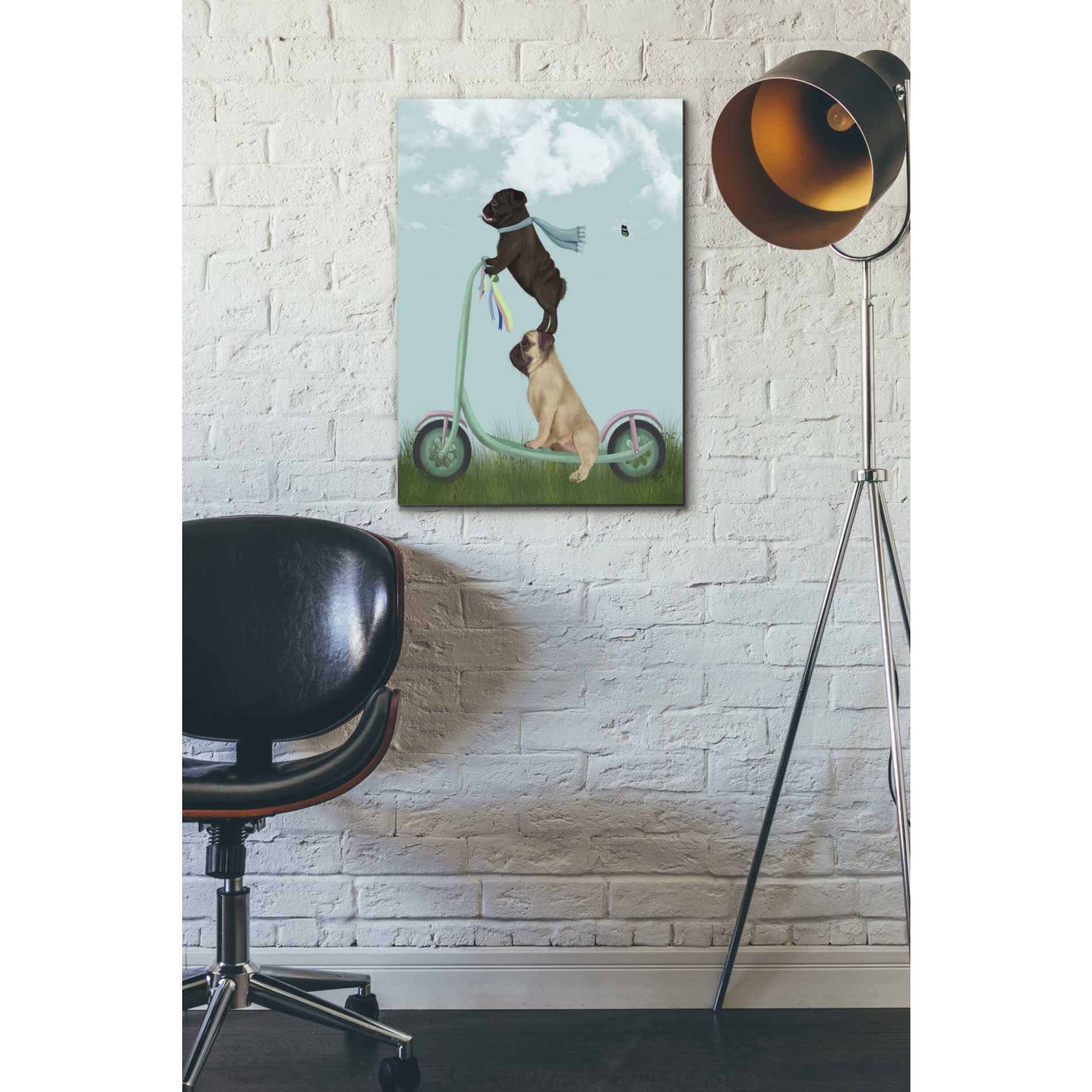 'Pug Scooter' by Fab Funky Giclee Canvas Wall Art