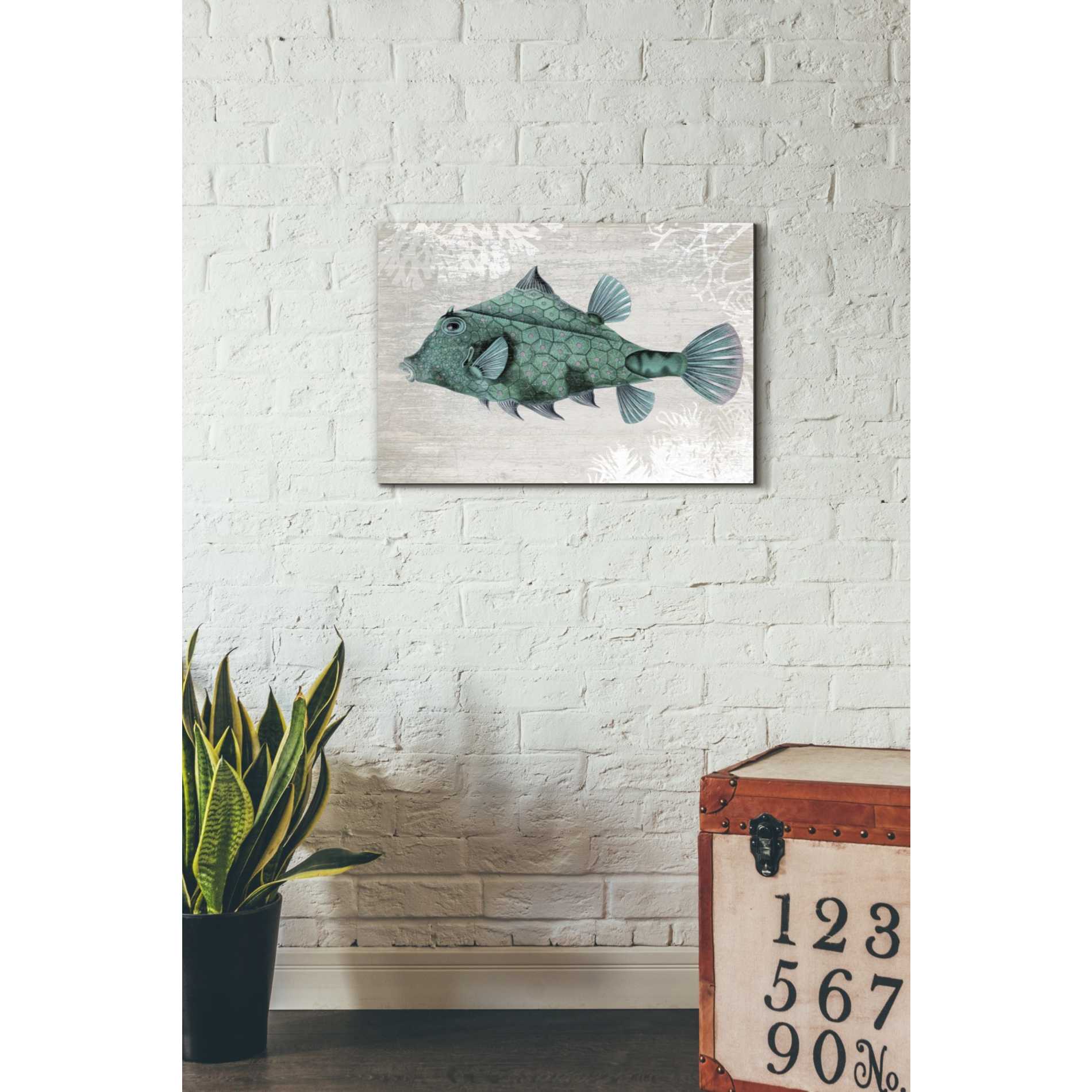 'Turquoise Turret Fish' by Fab Funky Giclee Canvas Wall Art