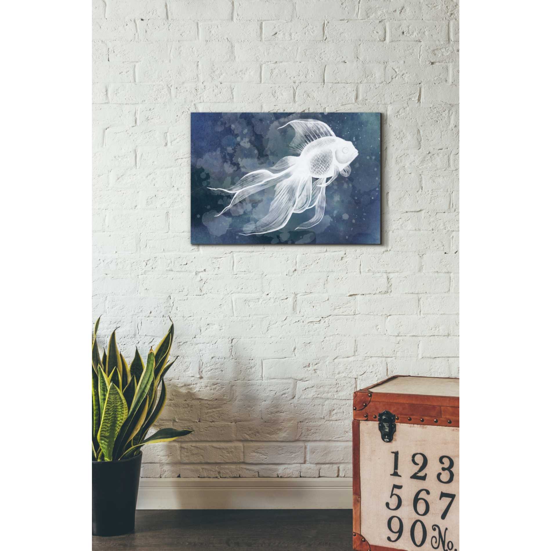 'Indigo Fish II' by Grace Popp Canvas Wall Art,26 x 18