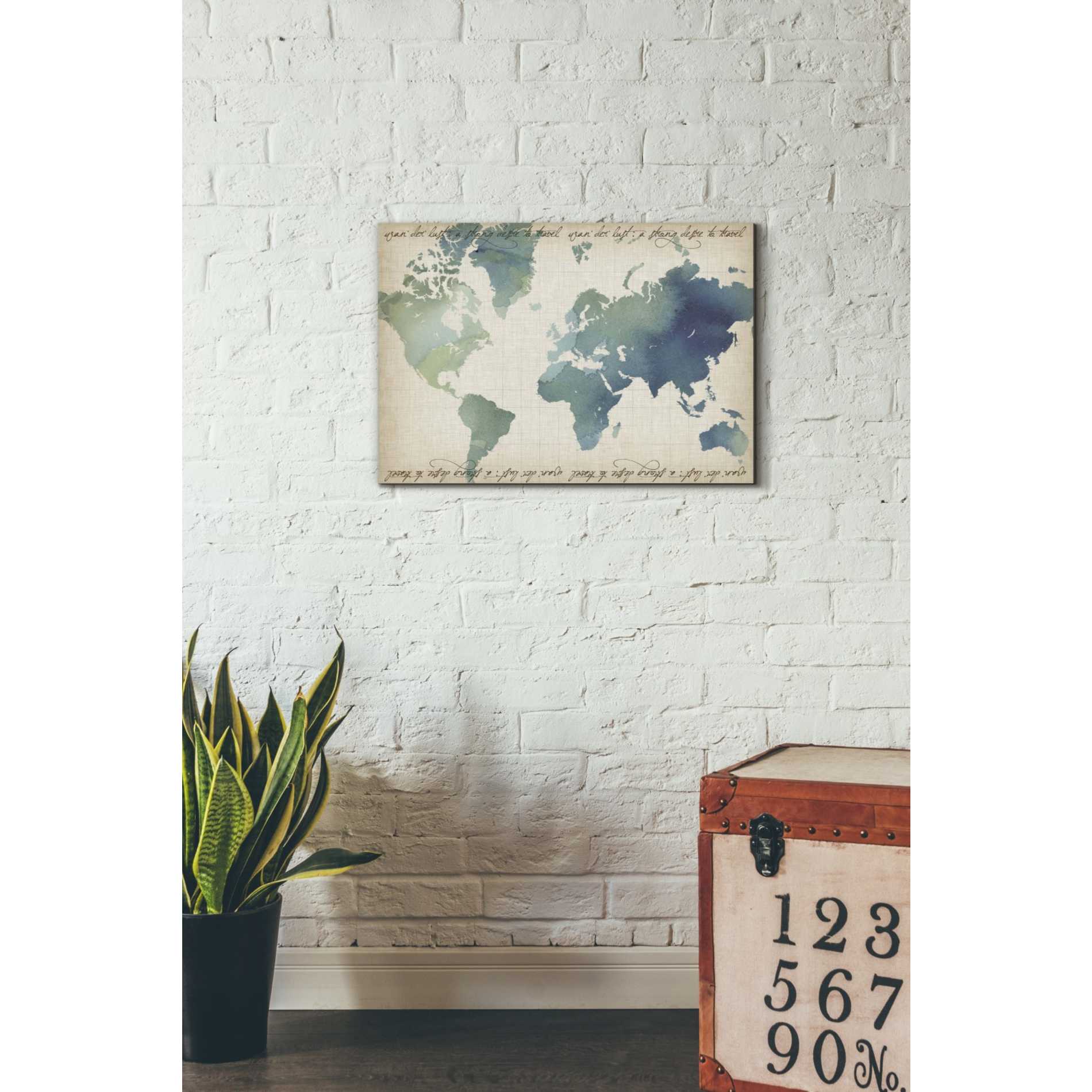 'Watercolor World Map' by Grace Popp Canvas Wall Art,26 x 18