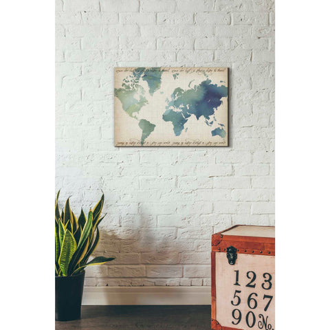 Image of 'Watercolor World Map' by Grace Popp Canvas Wall Art,26 x 18