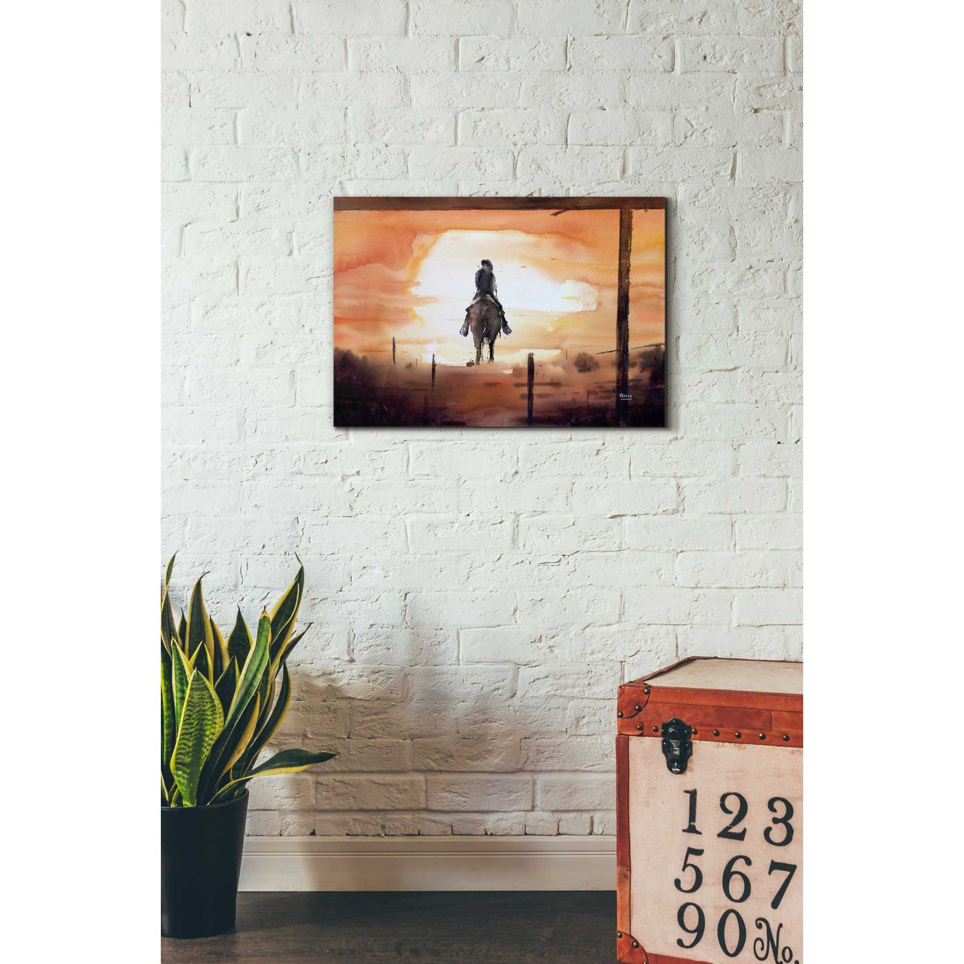 'Sunset Rider' by Oscar Alvarez Pardo, Canvas Wall Art,18 x 26