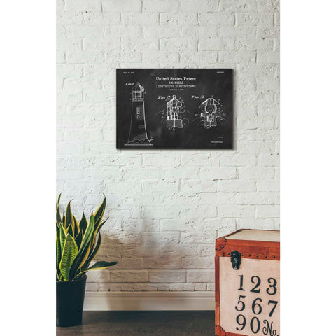 Image of 'Lighthouse Reading Lamp Blueprint Patent Chalkboard' Canvas Wall Art,26 x 18