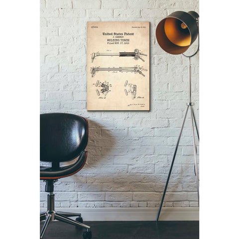 Image of 'Welding Torch Blueprint Patent Parchment' Canvas Wall Art,18 x 26