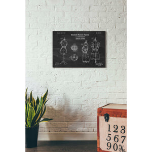 'Dress Form Blueprint Patent Chalkboard' Canvas Wall Art,26 x 18