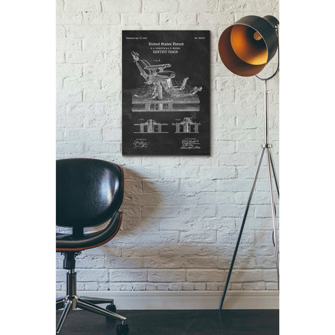 Image of 'Dentist Chair Blueprint Patent Chalkboard' Canvas Wall Art,18 x 26