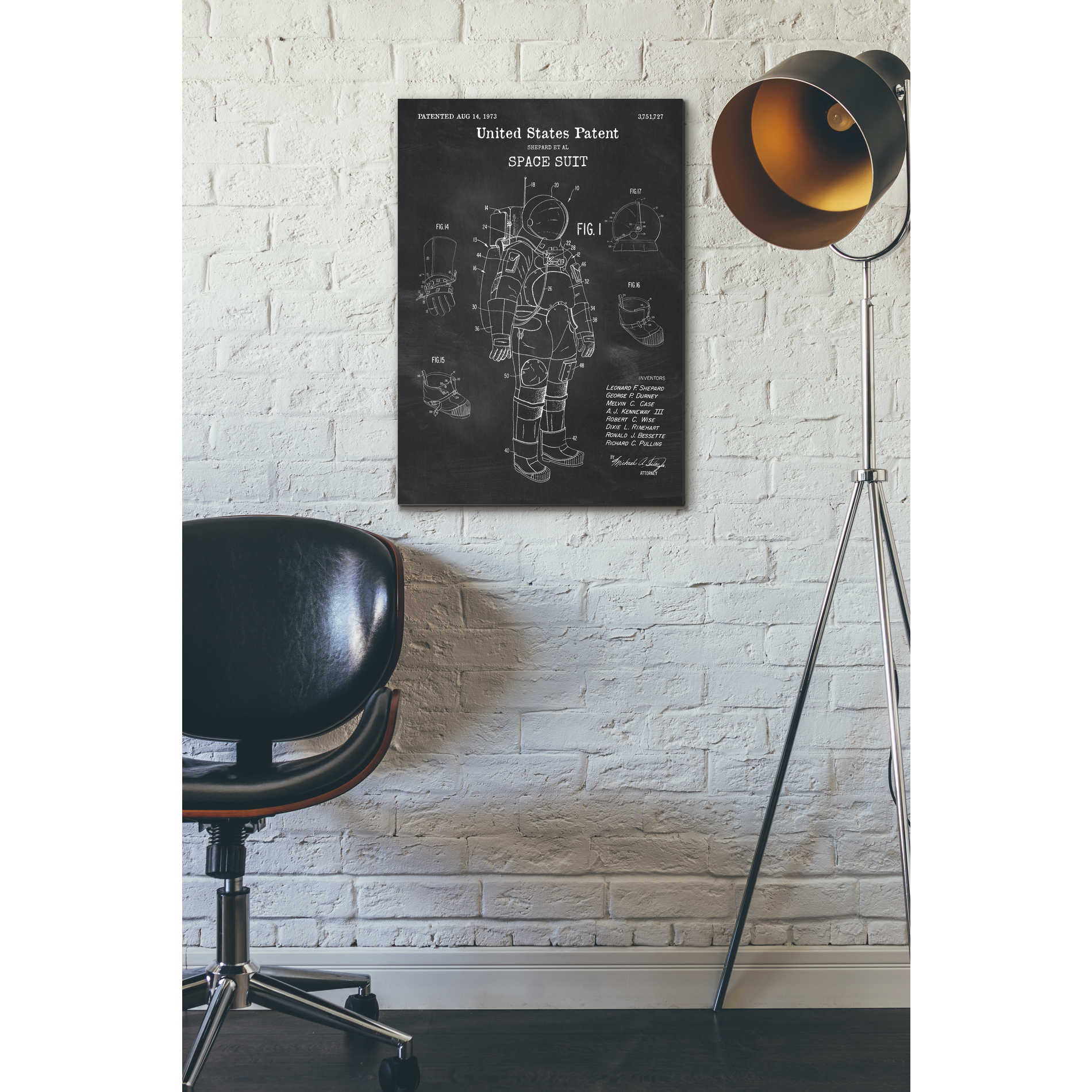 'Space Suit Blueprint Patent Chalkboard' Canvas Wall Art,18 x 26
