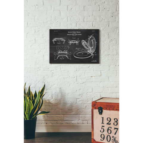 Image of 'Toilet Seat Cover Blueprint Patent Chalkboard' Canvas Wall Art,26 x 18