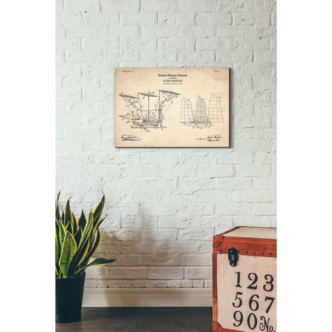 Image of 'Flying Machine, 1904 Blueprint Patent Parchment' Canvas Wall Art,26 x 18
