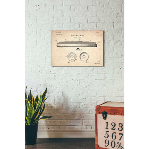 Image of 'Flying Disc Blueprint Patent Parchment' Canvas Wall Art,26 x 18