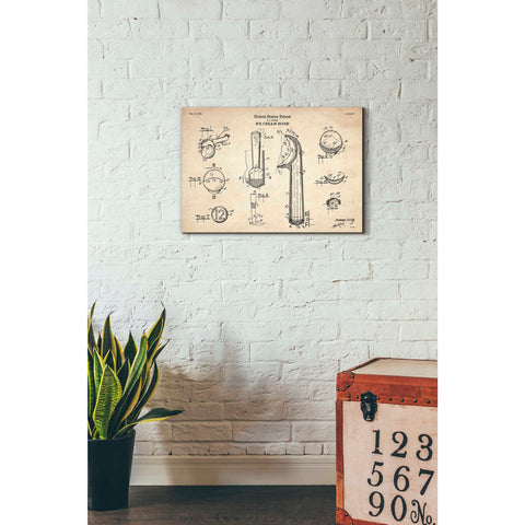 Image of 'Ice Cream Scoop Blueprint Patent Parchment' Canvas Wall Art,26 x 18