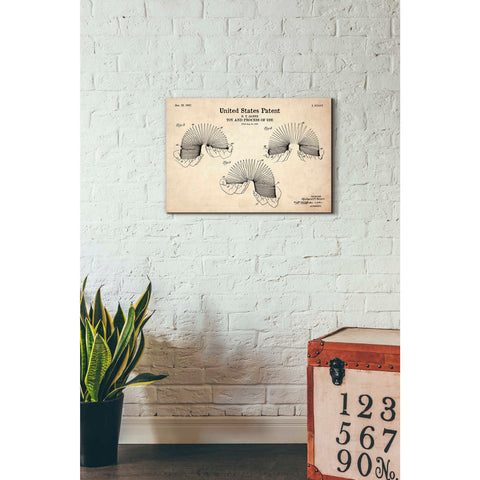 Image of 'Toy and Process of Use Blueprint Patent Parchment' Canvas Wall Art,26 x 18
