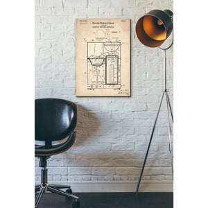 'Coffee Machine Blueprint Patent Parchment' Canvas Wall Art,18 x 26