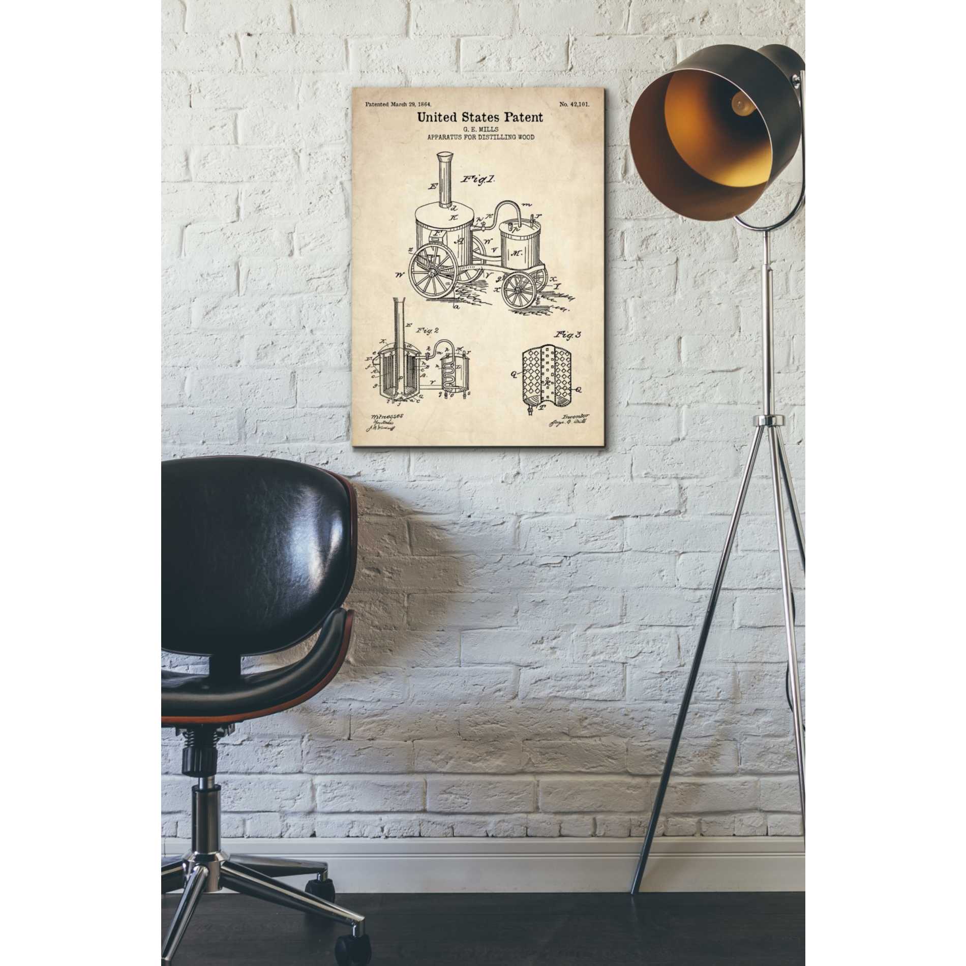 Distillery Apparatus Blueprint Patent Parchment' Canvas Wall Art,18 x 26