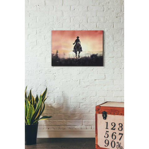 Image of 'Sunrise Rider' by Oscar Alvarez Pardo, Canvas Wall Art,18 x 26