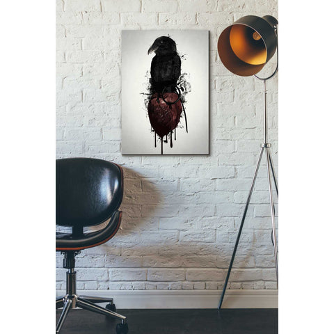 Image of "Raven and Heart Grenade" by Nicklas Gustafsson, Giclee Canvas Wall Art