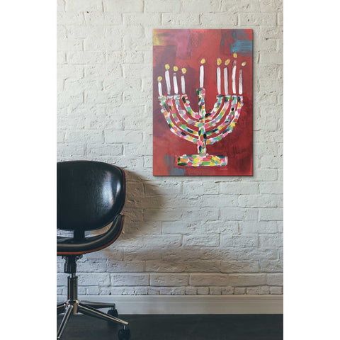 Image of 'Colorful Menorah' by Linda Woods, Canvas Wall Art,18 x 26