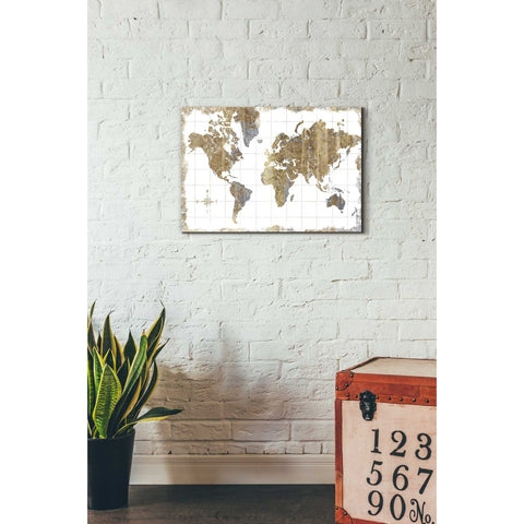 Image of 'Gilded Map' by Wild Apple Portfolio, Canvas Wall Art,18 x 26