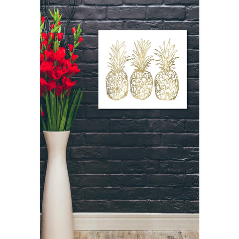 Image of 'Three Golden Pineapples' by Linda Woods, Canvas Wall Art,20 x 24