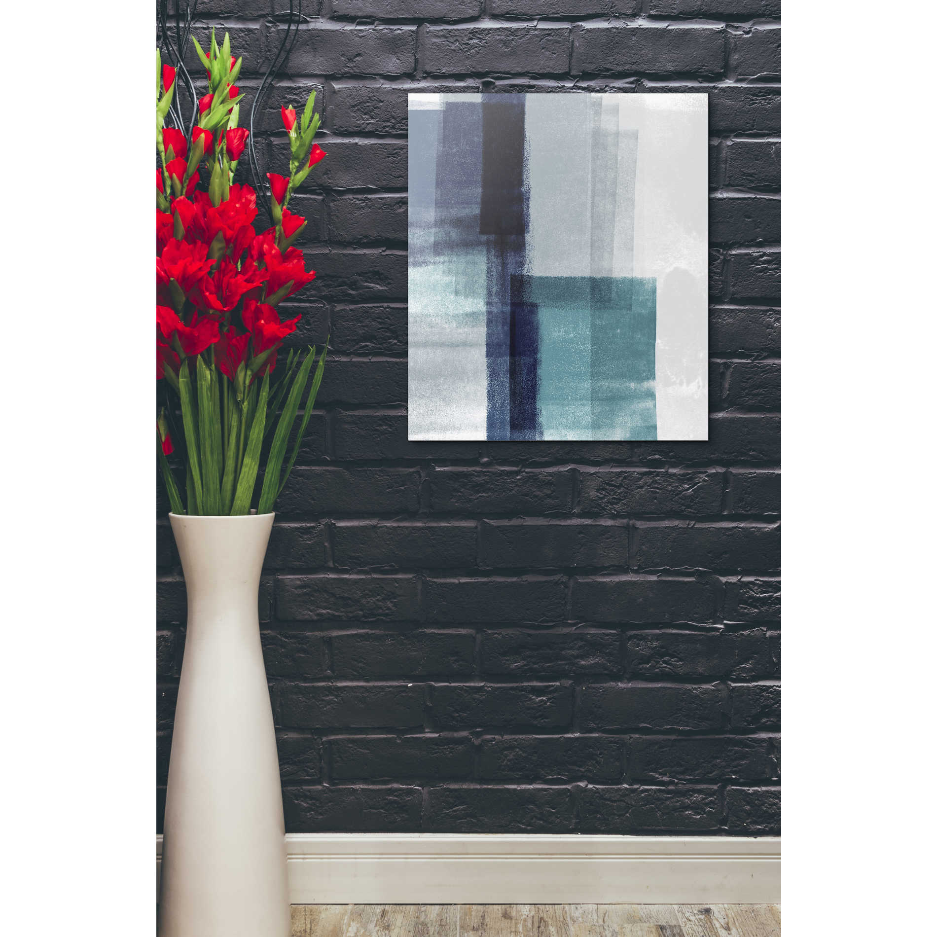 'Blue Abstract V' by Linda Woods, Canvas Wall Art,20 x 24