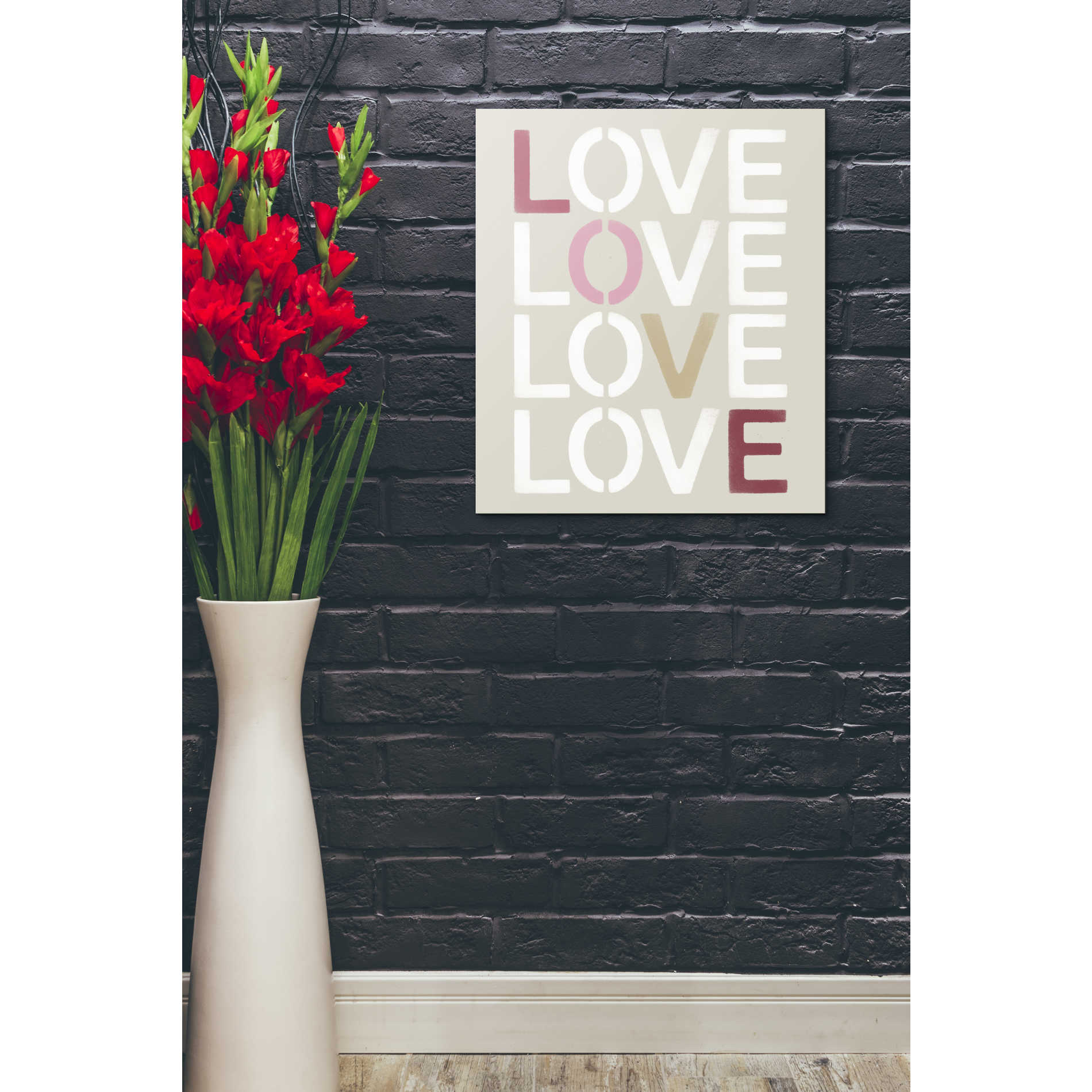 'Love Stencil' by Linda Woods, Canvas Wall Art,20 x 24