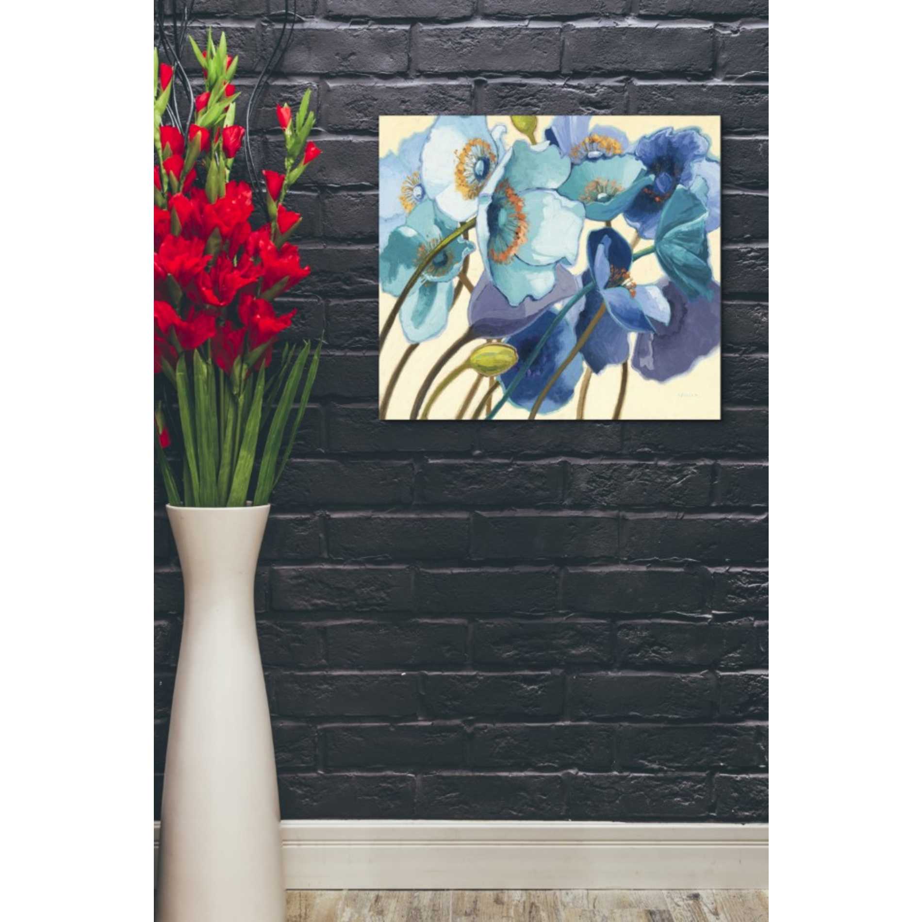 'Le Pavots Bleu' by Shirley Novak, Canvas Wall Art,24 x 20