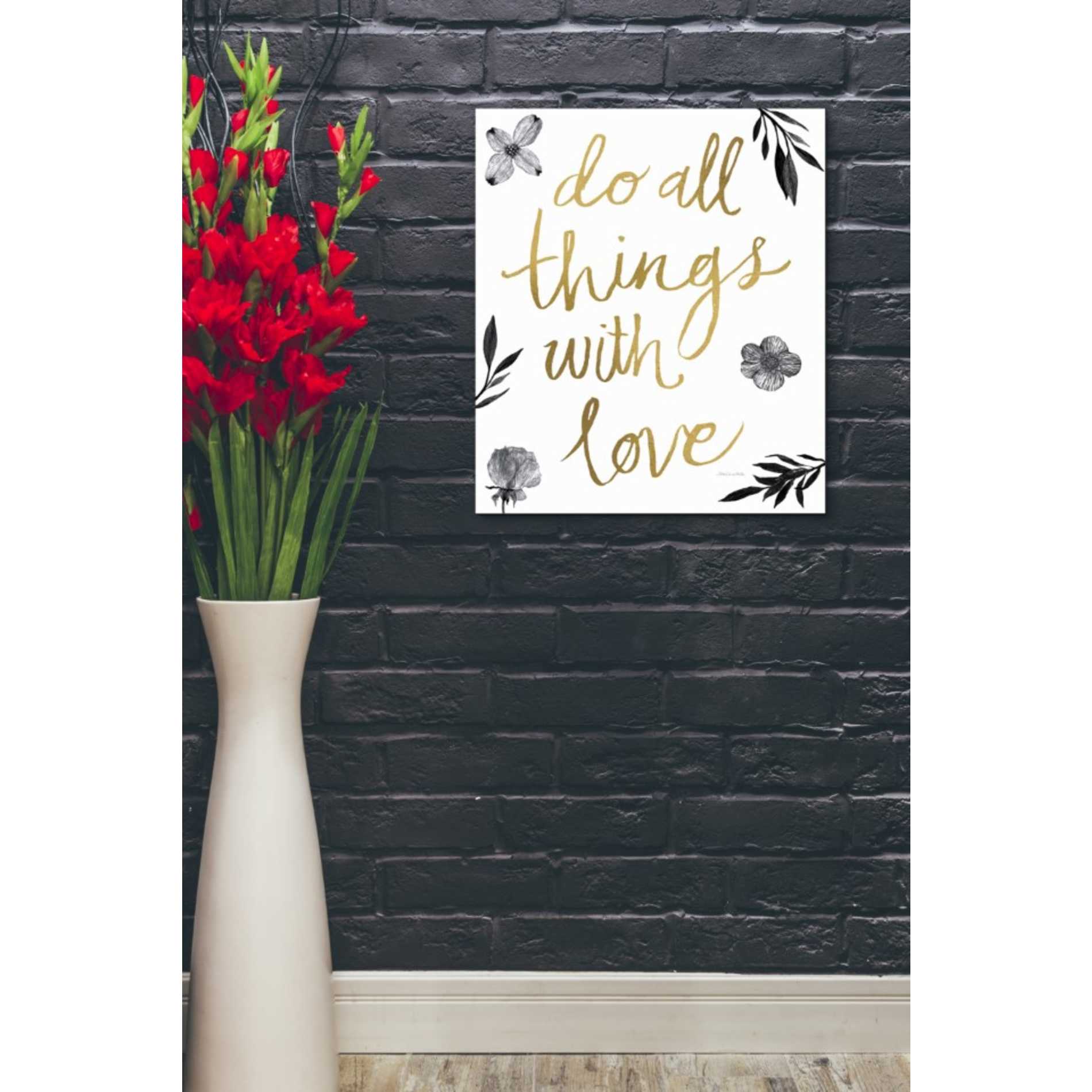 'Do All Things with Love BW' by Sara Zieve Miller, Canvas Wall Art,20 x 24