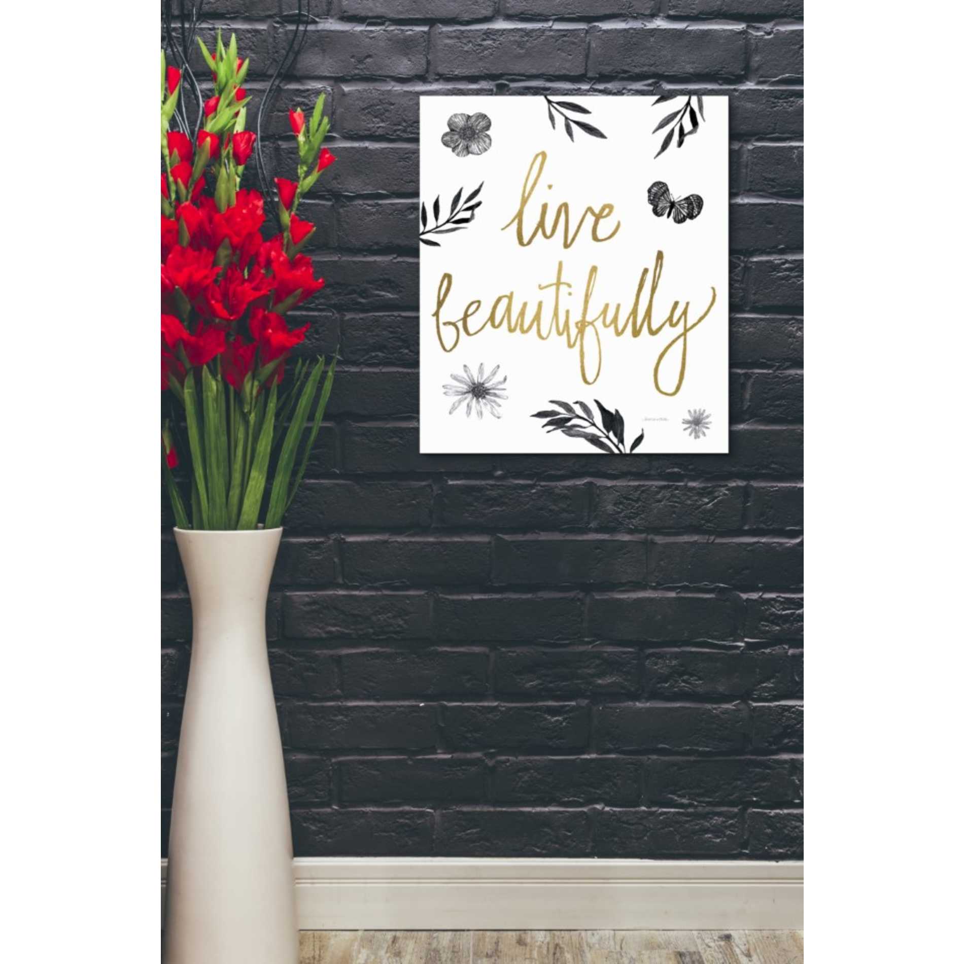'Live Beautifully BW' by Sara Zieve Miller, Canvas Wall Art,20 x 24