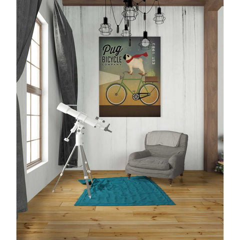 Image of 'Pug on a Bike' by Ryan Fowler, Canvas Wall Art,20 x 24