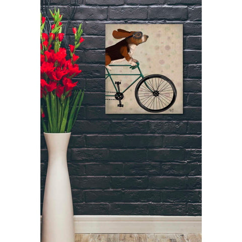 Image of 'Basset Hound on Bicycle' by Fab Funky Giclee Canvas Wall Art