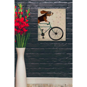 'Basset Hound on Bicycle' by Fab Funky Giclee Canvas Wall Art