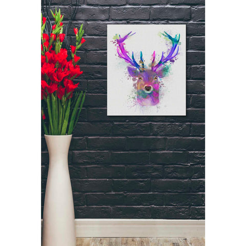 Image of 'Deer Head 1 Rainbow Splash Pink and Purple' by Fab Funky Giclee Canvas Wall Art