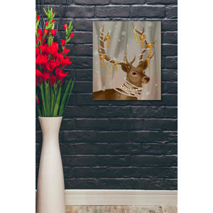 'Deer with Gold Bells' by Fab Funky Giclee Canvas Wall Art