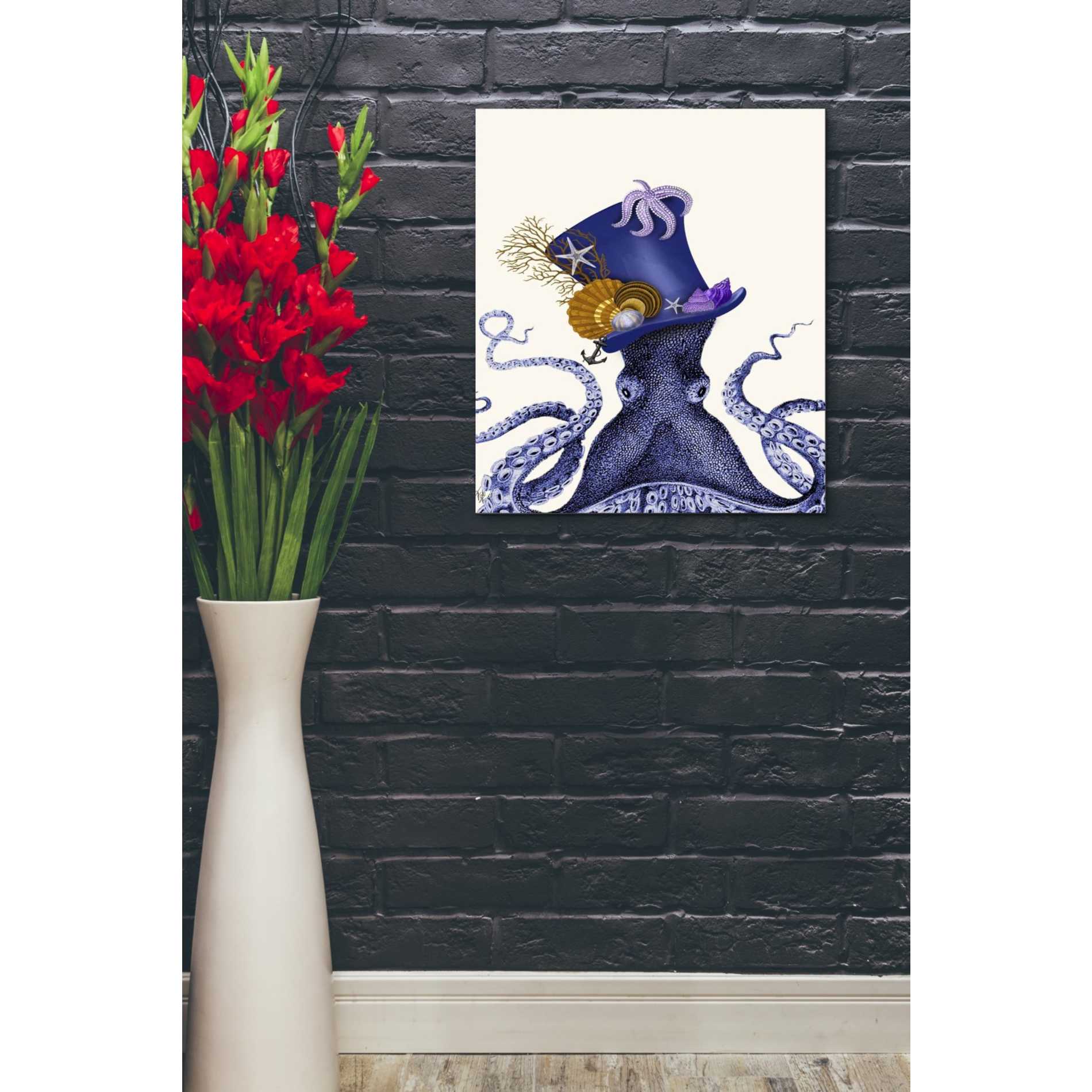 'Octopus Nautical Hat' by Fab Funky Giclee Canvas Wall Art